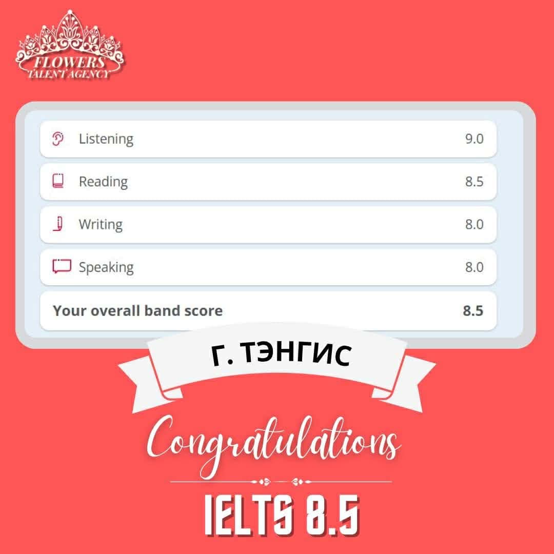 IELTS band score report: overall 8.5